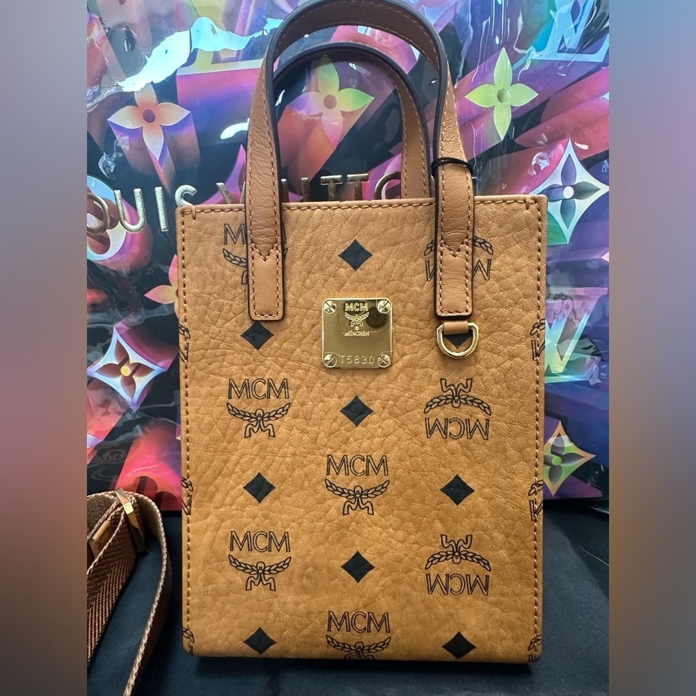 MCM Klassik Visetos XMini Crossbody Bag Cognac NWT - Picture 2 of 15